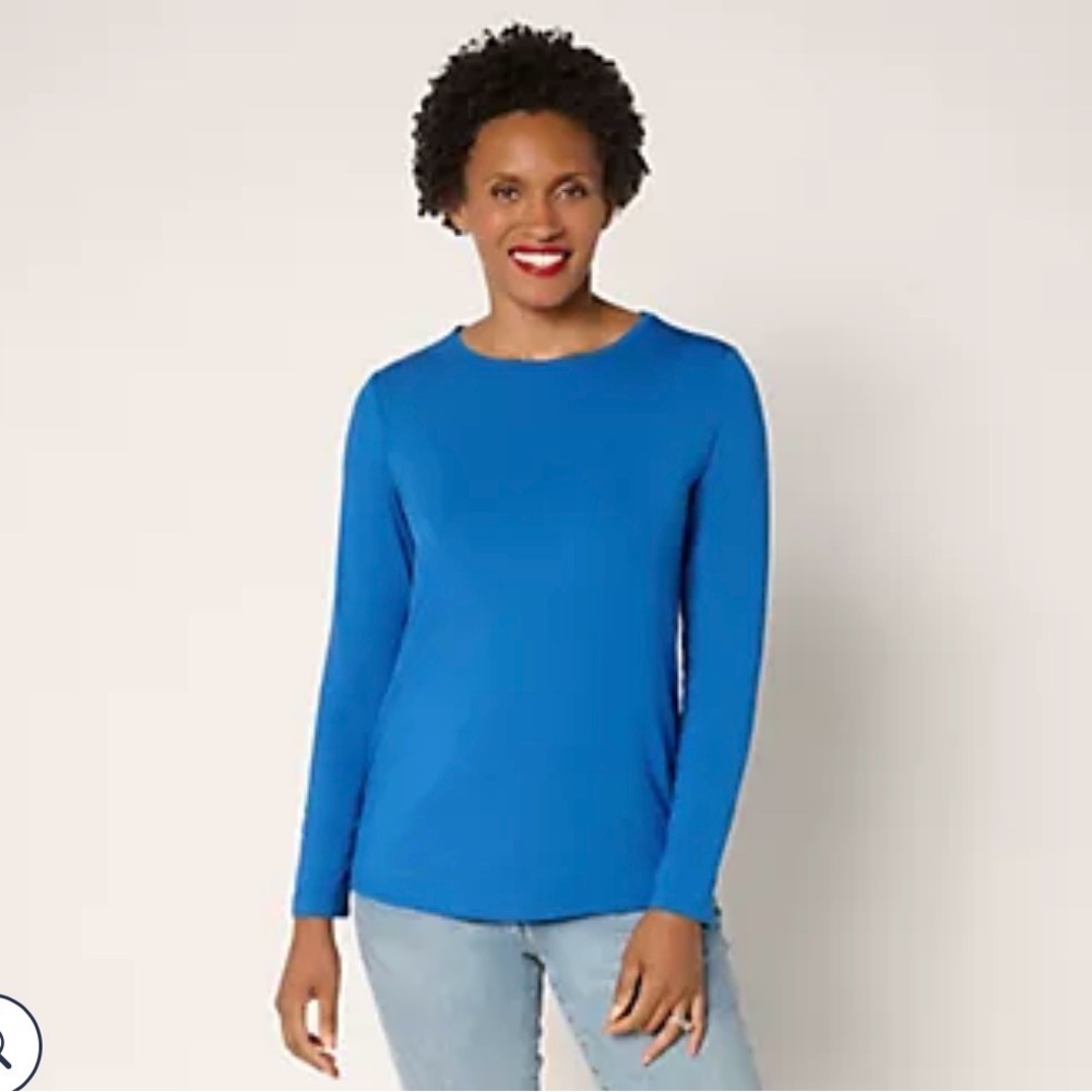 Jones New York Vibrant Blue Long Sleeve Crewneck Shirt Sz L